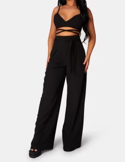 Tie Waist Wide Leg Trousers Black -Chic Step Shop 771A0851 16be5b7c a346 477b 8ad0 a4348003b1bd