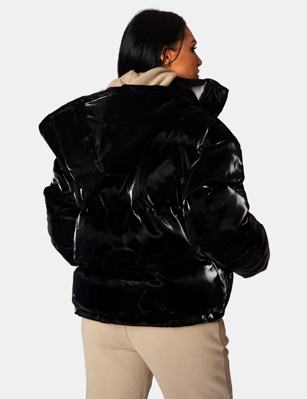 High Shine Holographic Oversized Puffer Black 7 High Shine Holographic Oversized Puffer Black - Image 7