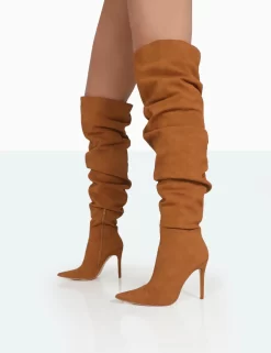 Lariza Tan Faux Suede Pointed Toe Stiletto Over The Knee Boots -Chic Step Shop 771A0937
