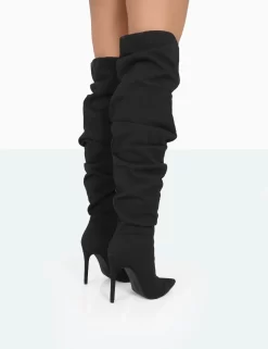 Lariza Black Faux Suede Pointed Toe Stiletto Over The Knee Boots -Chic Step Shop 771A0949
