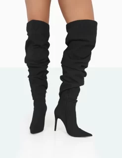 Lariza Black Faux Suede Pointed Toe Stiletto Over The Knee Boots -Chic Step Shop 771A0951