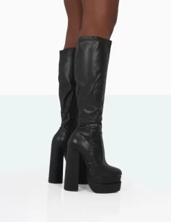 Passive Black PU Square Toe Platform Block High Heel Over The Knee Boots -Chic Step Shop 771A0974 e4a2697e 1036 4fad 907e b364747c3aad