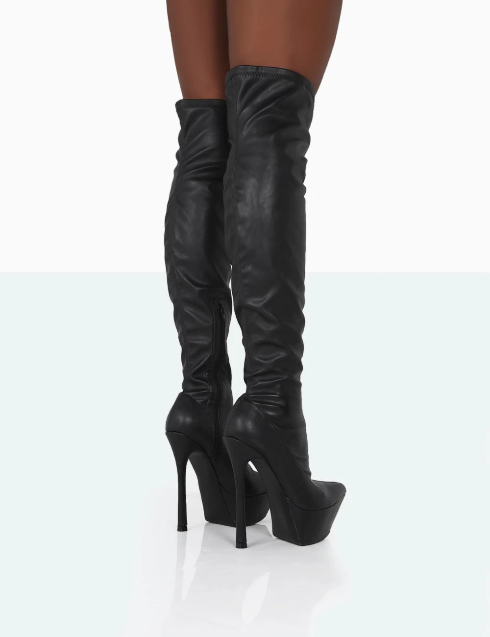 Trixie Black Grain Pu Stiletto Platform Over The Knee Boots 3 Trixie Black Grain Pu Stiletto Platform Over The Knee Boots - Image 3