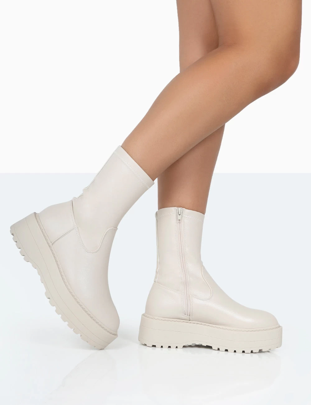 Auden Wide Fit White Chunky Sole Ankle Boots 1 Auden Wide Fit White Chunky Sole Ankle Boots