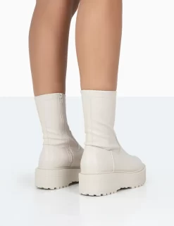 Auden Wide Fit White Chunky Sole Ankle Boots 7 Auden Wide Fit White Chunky Sole Ankle Boots -Chic Step Shop 771A1097