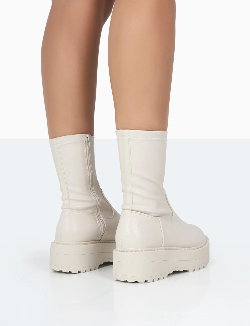 Auden Wide Fit White Chunky Sole Ankle Boots 4 Auden Wide Fit White Chunky Sole Ankle Boots - Image 4