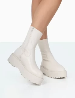 Auden Wide Fit White Chunky Sole Ankle Boots 6 Auden Wide Fit White Chunky Sole Ankle Boots -Chic Step Shop 771A1098
