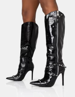 Worthy Black Croc Studded Zip Detail Pointed Toe Stiletto Knee High Boots -Chic Step Shop 771A1432 23ed95c7 3ca3 4b8b 8abd 56dc71282a6a scaled