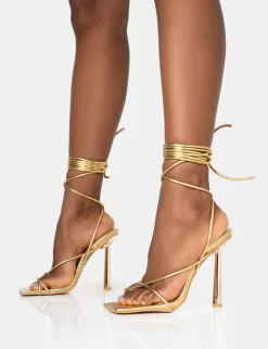 Lacey Gold Metallic Square Toe Strappy Lace Up Stiletto Heels 6 Lacey Gold Metallic Square Toe Strappy Lace Up Stiletto Heels -Chic Step Shop 771A1458 scaled