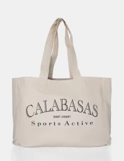 The Calabasas Oversized Off White Canvas Tote Bag