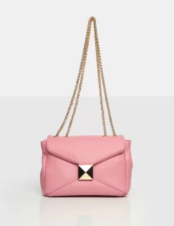 The Kenny Baby Pink PU Stud Shoulder Bag