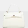 The Maddyson White Patent Croc One Handle Mini Tote Bag
