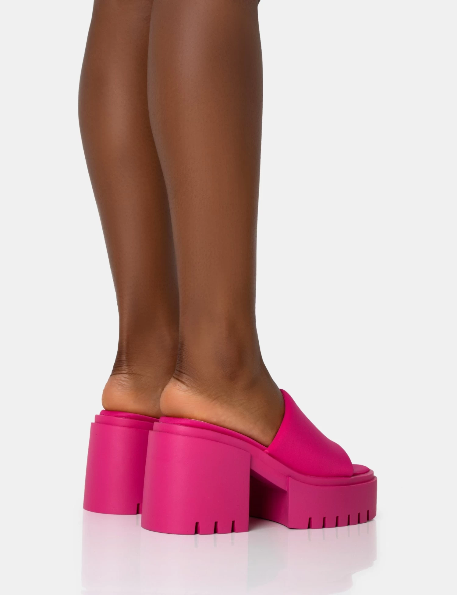 Sabeena Pink Chunky Mule Round Toe Mid Heel Sandals 2 Sabeena Pink Chunky Mule Round Toe Mid Heel Sandals - Image 2