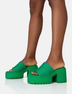 Sabeena Green Chunky Mule Round Toe Mid Heel Sandals -Chic Step Shop 771A1540 10bbc8d1 5302 452c 81cd 75a6a100b704 scaled