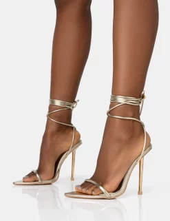 LOOK BACK WIDE FIT GOLD METALLIC POINTED TOE LACE UP STILETTO HEELS -Chic Step Shop 771A1597 scaled