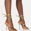 Nobu Gold Lace Up Round Toe Perspex Stiletto Heels