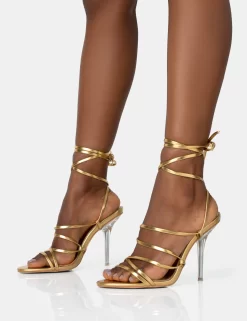 Nobu Gold Lace Up Round Toe Perspex Stiletto Heels 6 Nobu Gold Lace Up Round Toe Perspex Stiletto Heels -Chic Step Shop 771A1605 scaled