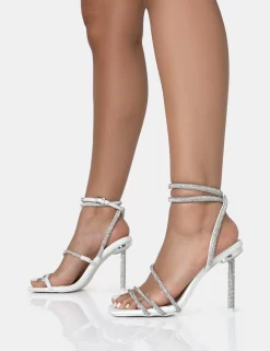 Clueless White Strappy Square Toe Diamante Heels 6 Clueless White Strappy Square Toe Diamante Heels -Chic Step Shop 771A1626 scaled