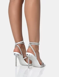 Clueless White Strappy Square Toe Diamante Heels 7 Clueless White Strappy Square Toe Diamante Heels -Chic Step Shop 771A1628 scaled