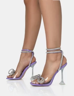 Glimmer Purple Patent Wrap Around Diamante Bow Square Toe Heels -Chic Step Shop 771A1673 scaled
