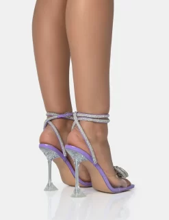 Glimmer Purple Patent Wrap Around Diamante Bow Square Toe Heels -Chic Step Shop 771A1675 scaled