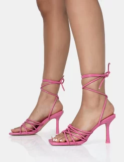 Keri Pink Patent Strappy Lace Up Mid Heels -Chic Step Shop 771A1694 scaled