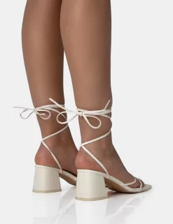 Casey Ecru Strappy Lace Up Square Toe Low Block Heel Sandals -Chic Step Shop 771A1713 scaled