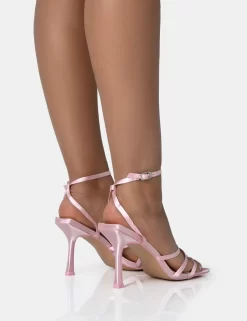 Mademoiselle Baby Pink Satin Strappy Square Toe Mid Stiletto Heels 7 Mademoiselle Baby Pink Satin Strappy Square Toe Mid Stiletto Heels -Chic Step Shop 771A1717 scaled