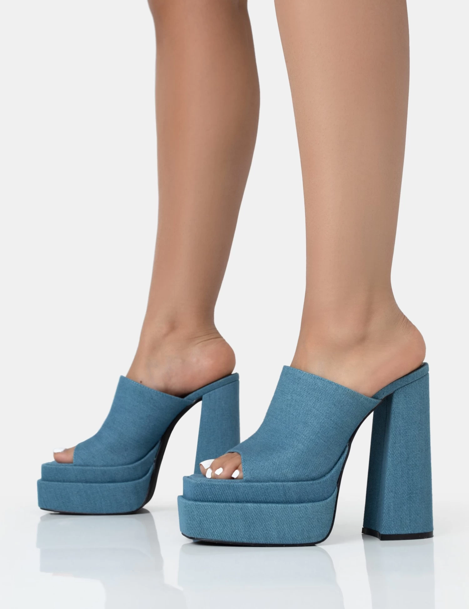 Skyhigh Denim Chunky Platform High Heeled Mules 3 Skyhigh Denim Chunky Platform High Heeled Mules - Image 3