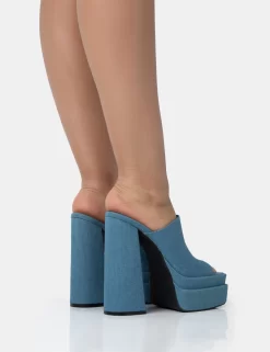 Skyhigh Denim Chunky Platform High Heeled Mules 7 Skyhigh Denim Chunky Platform High Heeled Mules -Chic Step Shop 771A1789 scaled
