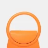 The Top Handle Orange Pu Circlur Handle Grab Bag