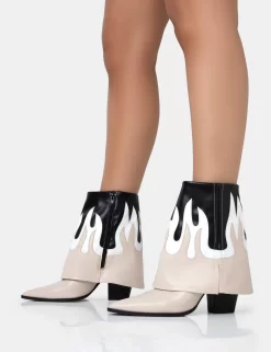 Jackson Black & Nude Flame Fold Over Pointed Toe Western Ankle Boots -Chic Step Shop 771A1923copy scaled