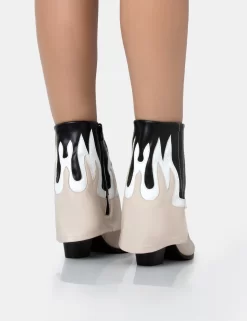 Jackson Black & Nude Flame Fold Over Pointed Toe Western Ankle Boots -Chic Step Shop 771A1925copy scaled