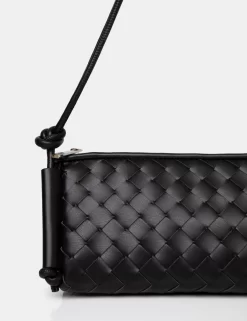 The Tate Black Woven Oblong Knotted Handle Shoulder Bag -Chic Step Shop 771A1963 scaled