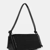 The Tate Black Woven Oblong Knotted Handle Shoulder Bag
