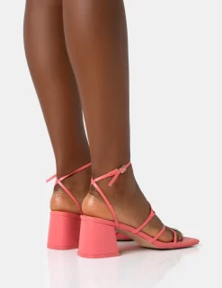 Dayla Coral PU Strappy Square Toe Block Mid Heel Sandals -Chic Step Shop 771A2007 scaled
