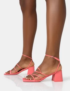 Dayla Coral PU Strappy Square Toe Block Mid Heel Sandals -Chic Step Shop 771A2008 scaled