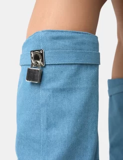 Echo Blue Denim Padlock Detail Fold Over Pointed Toe Knee High Boots 8 Echo Blue Denim Padlock Detail Fold Over Pointed Toe Knee High Boots -Chic Step Shop 771A2229 scaled