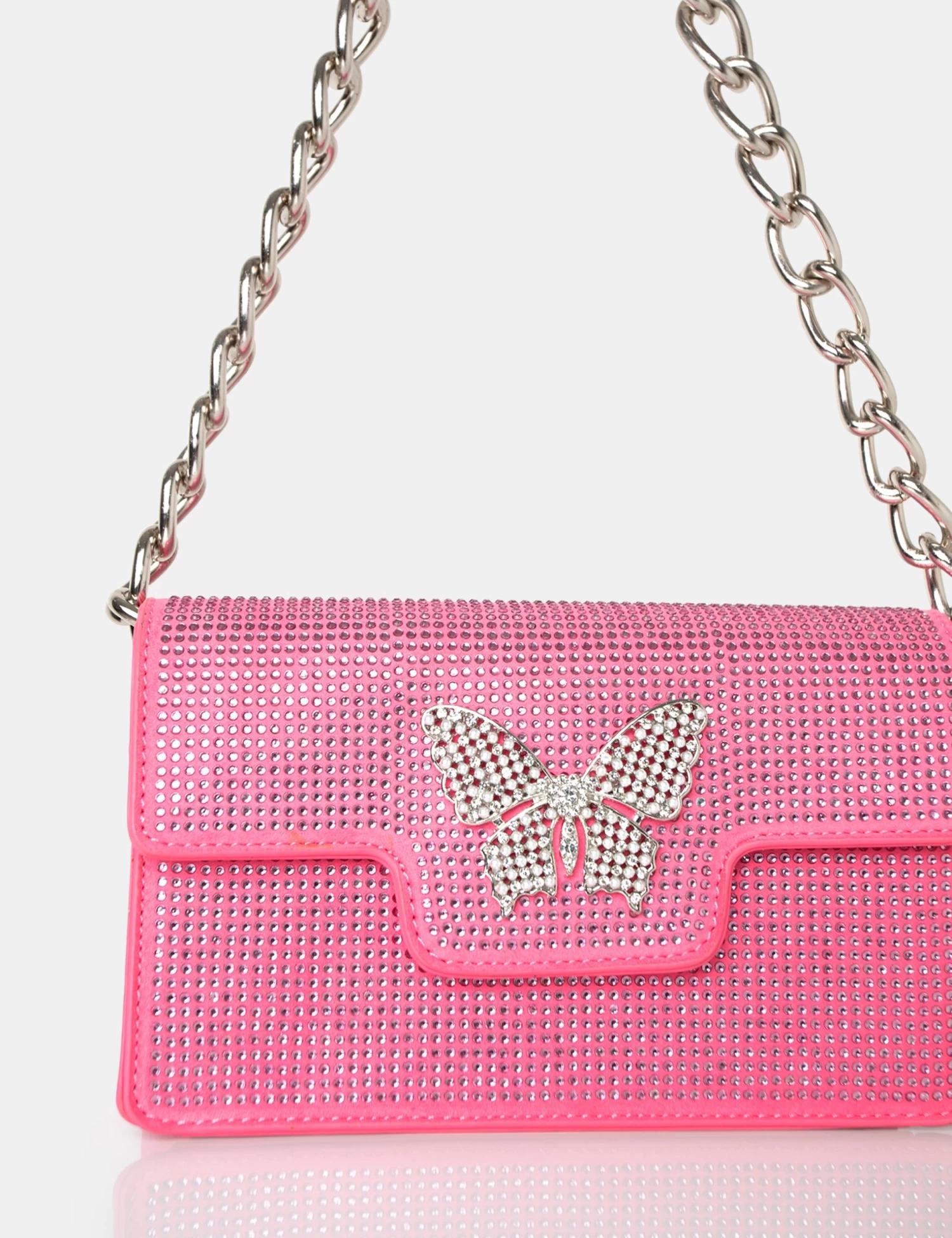 The Butterfly Pink Diamante Shoulder Bag 3 The Butterfly Pink Diamante Shoulder Bag - Image 3