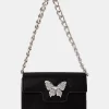 The Butterfly Black Diamante Shoulder Bag