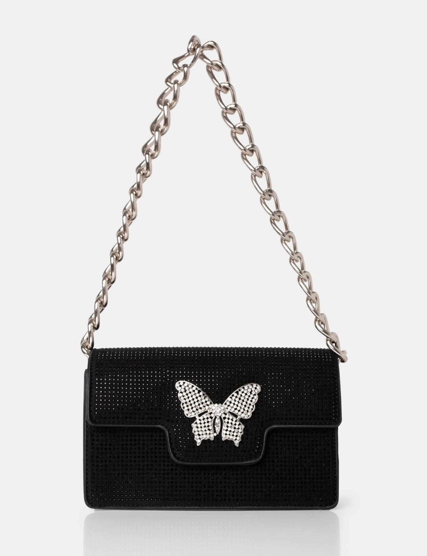 The Butterfly Black Diamante Shoulder Bag 1 The Butterfly Black Diamante Shoulder Bag