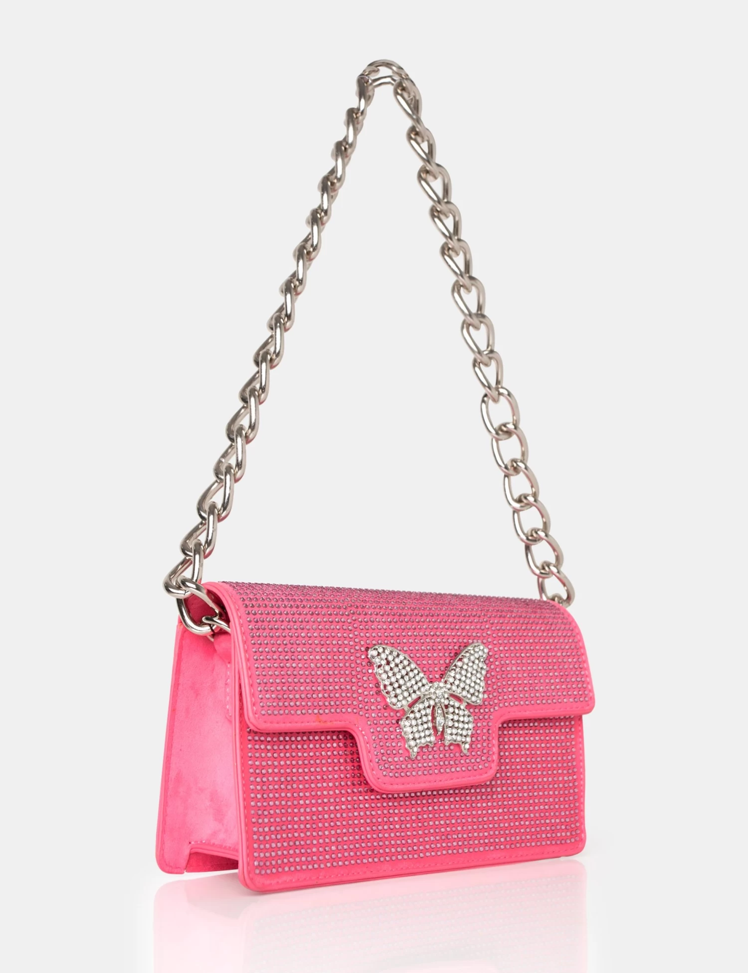 The Butterfly Pink Diamante Shoulder Bag 2 The Butterfly Pink Diamante Shoulder Bag - Image 2