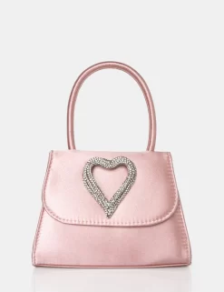 The Heart Baby Pink Satin Mini Bag