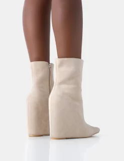 Getaway Beige Faux Suede Wedged Heeled Ankle Boot -Chic Step Shop 771A2395 scaled