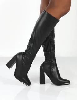 Caryn Black Pu Wide Fit Knee High Block Heeled Boot -Chic Step Shop 771A2408 d8647964 4973 4a60 bbcc 54511bf6c909