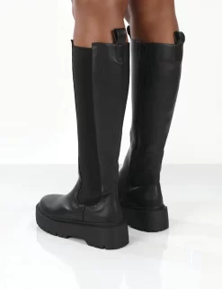 Andi Black Knee High Chunky Sole Boots -Chic Step Shop 771A2414