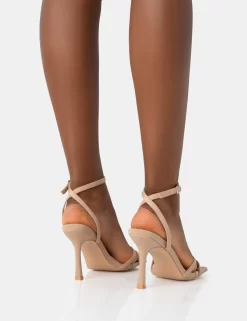 Erin Camel Nylon Barely There Square Toe Mid Heels 7 Erin Camel Nylon Barely There Square Toe Mid Heels -Chic Step Shop 771A2425 scaled