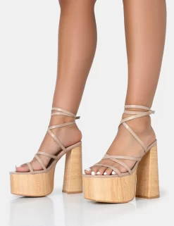 Suki Nude PU Strappy Wood Effect Platform Square Toe Block Heels -Chic Step Shop 771A2599 scaled