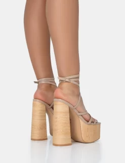 Suki Nude PU Strappy Wood Effect Platform Square Toe Block Heels -Chic Step Shop 771A2601 scaled