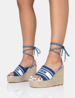 Take Off Navy Embroidered Santorini Lace Up Raffia Square Toe Wedge Heels -Chic Step Shop 771A2604 scaled